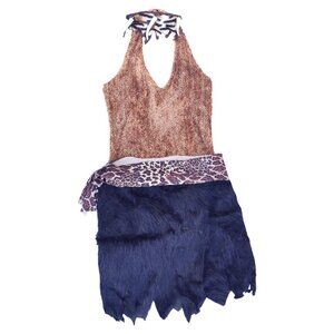 Cavewoman Costume Size Small (Shirt, Skirt, Necklace, Belt/Headband) Halloween
